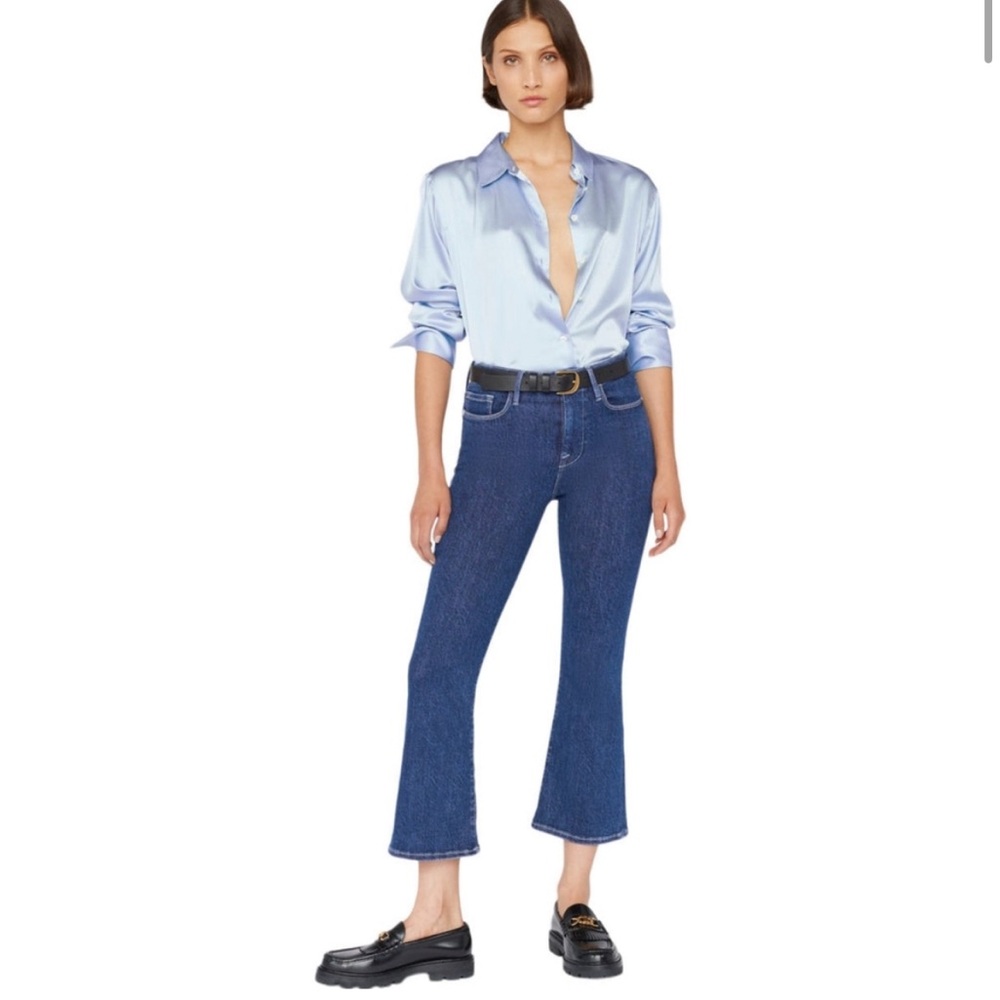 Frame Le One Crop Mini Boot Cut Jeans in Ackerman. - Picture 1 of 12
